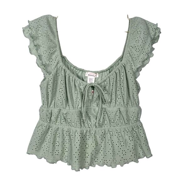 Urban Romantics Surf Gypsy Boho Blue Eyelet Blouse Women's Size L 175 - Picture 1 of 8